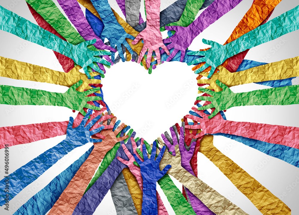 A multicoloured heart made up of hands to represent the healing of the heart experienced through trauma therapy
